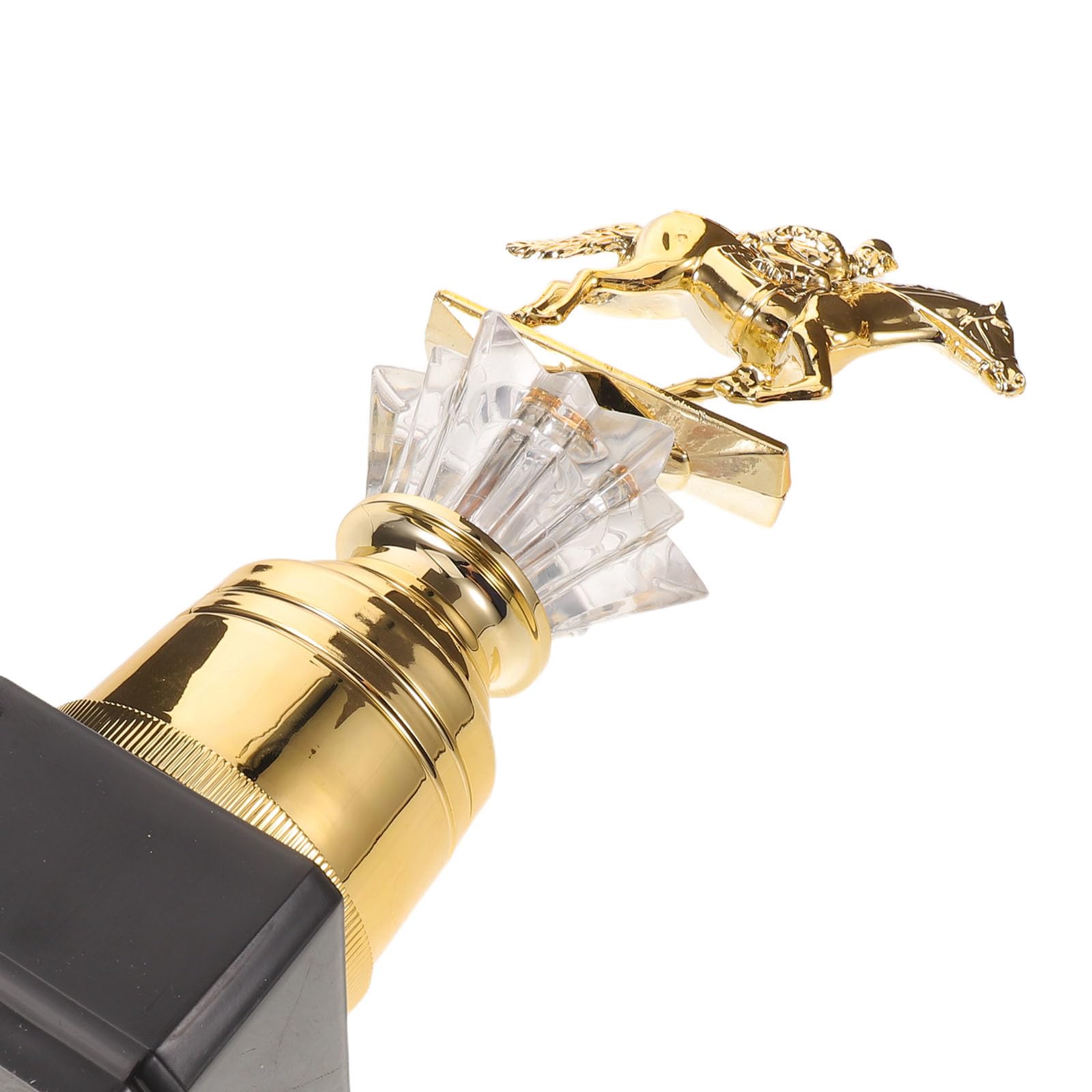 OUNONA Copa Trofeo de plástico para Carreras de Caballos, Figura de Caballo Dorada | Trofeo de campeón con base antideslizante, recuerdo coleccionable para clubes y equipos ecuestres.