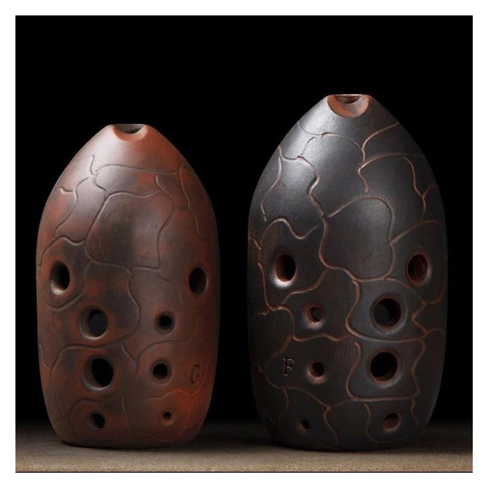 Instrument ocarina, Dorosły Początkujący 10 Otworów Dwukomorowa Ceramika Xun Ocarina Wypalana w piecu F/G Ton L/R Ręka(F Left Hand)