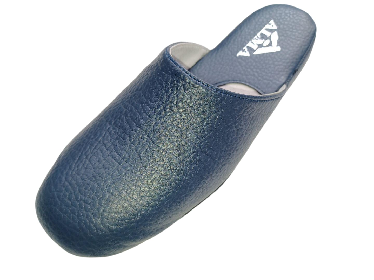 Generico Ciabatte pantofole da donna classiche in vera pelle Alma Made in Italy cucite suola in pelle scamosciata tacco basso 1 cm