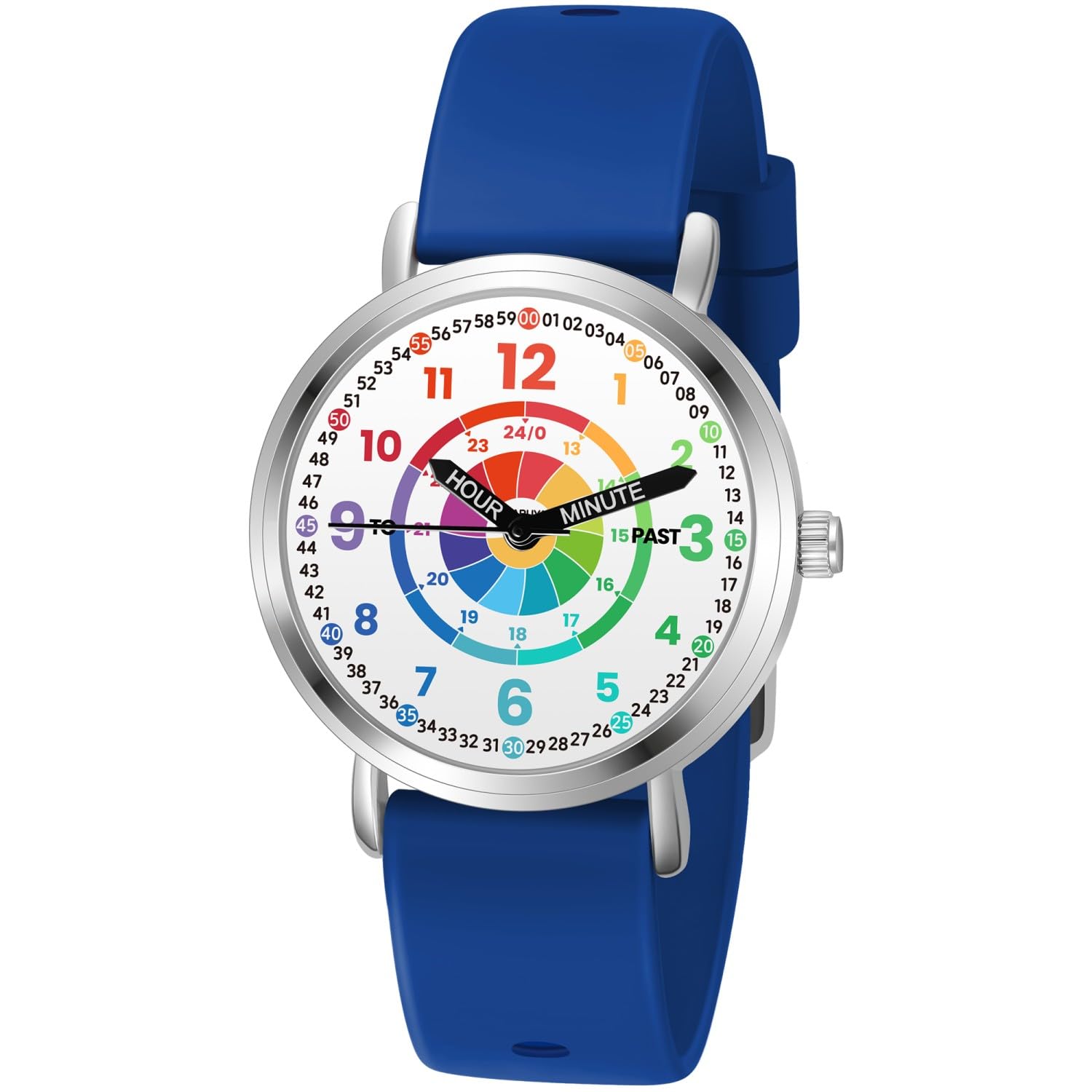 Relojes para niños, reloj de aprendizaje para niños, tablero de dardos para niños pequeños, hora de aprendizaje y hora fácil de leer, reloj analógico para niños y niñas de 3 a 11 años, azul