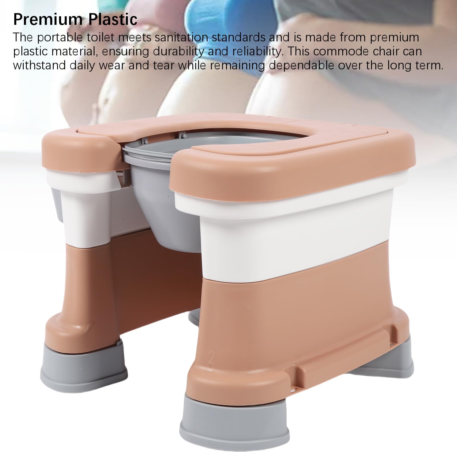 Asiento de Inodoro de Cables de Cabecera, Lámpara y Inodoro Portátil, Silla de Ducha de Baño sin Deslizamiento Extra Ancha con Cubo Interno para Adultos, Mujeres Embarazadas, Ancianos y