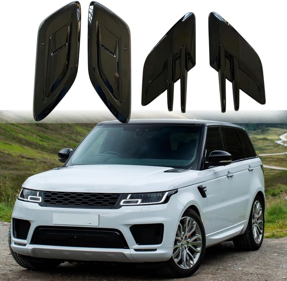 FTAPACCE 2PCS Hood Vent +2PCS Side Vent Fender Trim Cover Fits for Range Rover Sport L494 2018-2022 Glossy Black (4PCS Hood Air Vent)