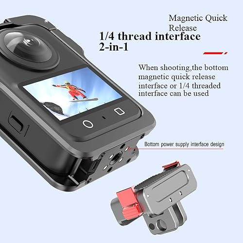 Miniatura 2 de OSMO 360 - Funda de aluminio de liberación rápida con marco de metal con tapa de lente de silicona Protector de pantalla para DJI OSMO 360 Kit