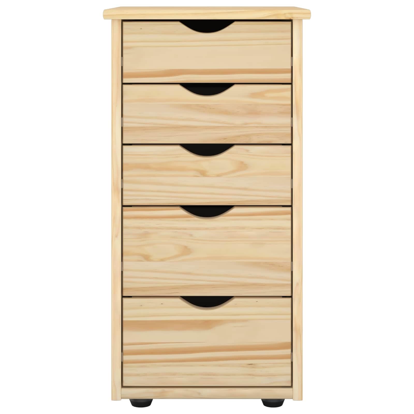 Armadietto portaoggetti in legno di pino massiccio, marrone, 34 x 39 x 61,5 cm, con 5 cassetti, per soggiorno, camera da letto, ufficio, corridoio e cucina, organizer versatile