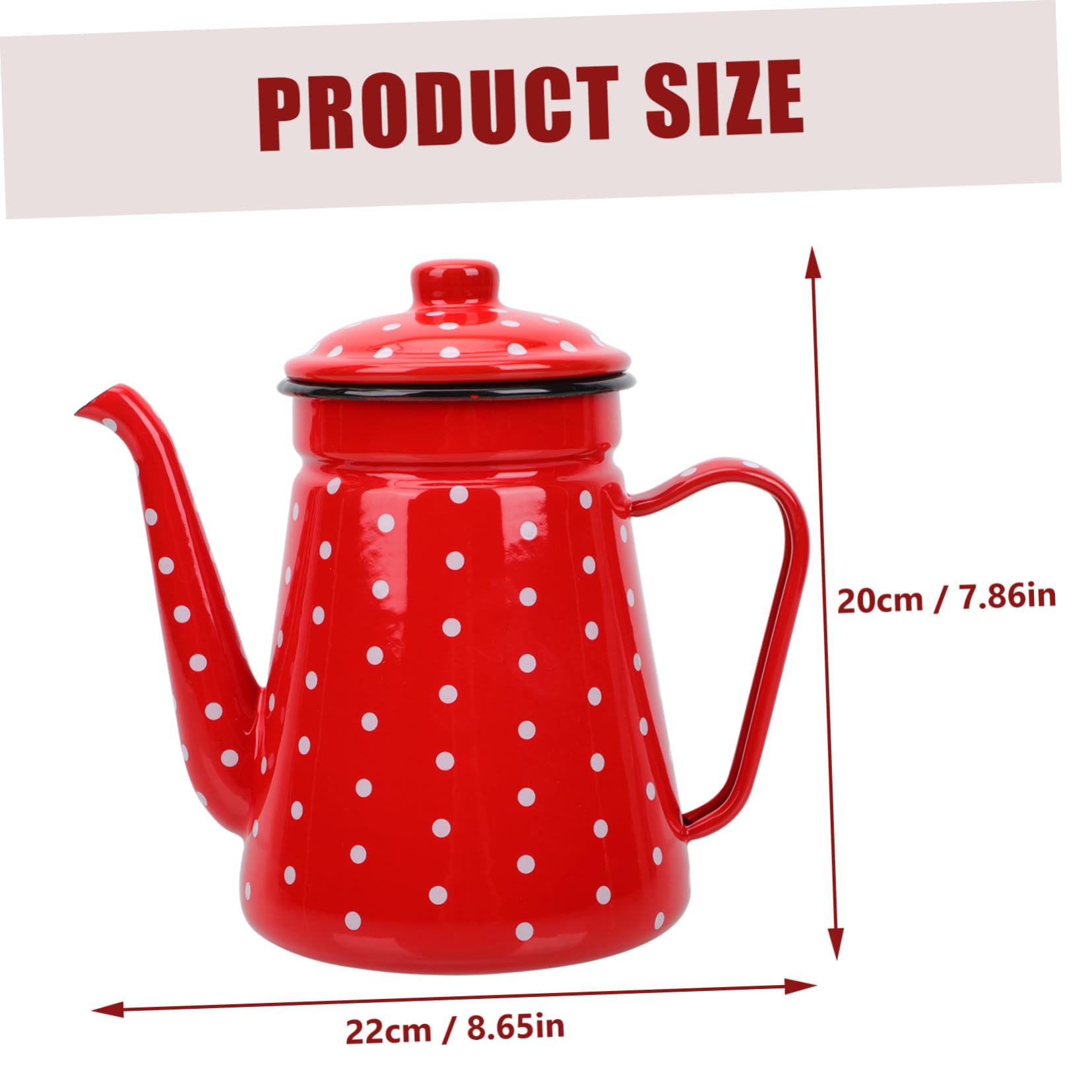 COLLBATH Enameled Coffee Pot Household Water Kettle with Dots Smooth Spout for Tea Coffee Brewing for Home Hotel Use