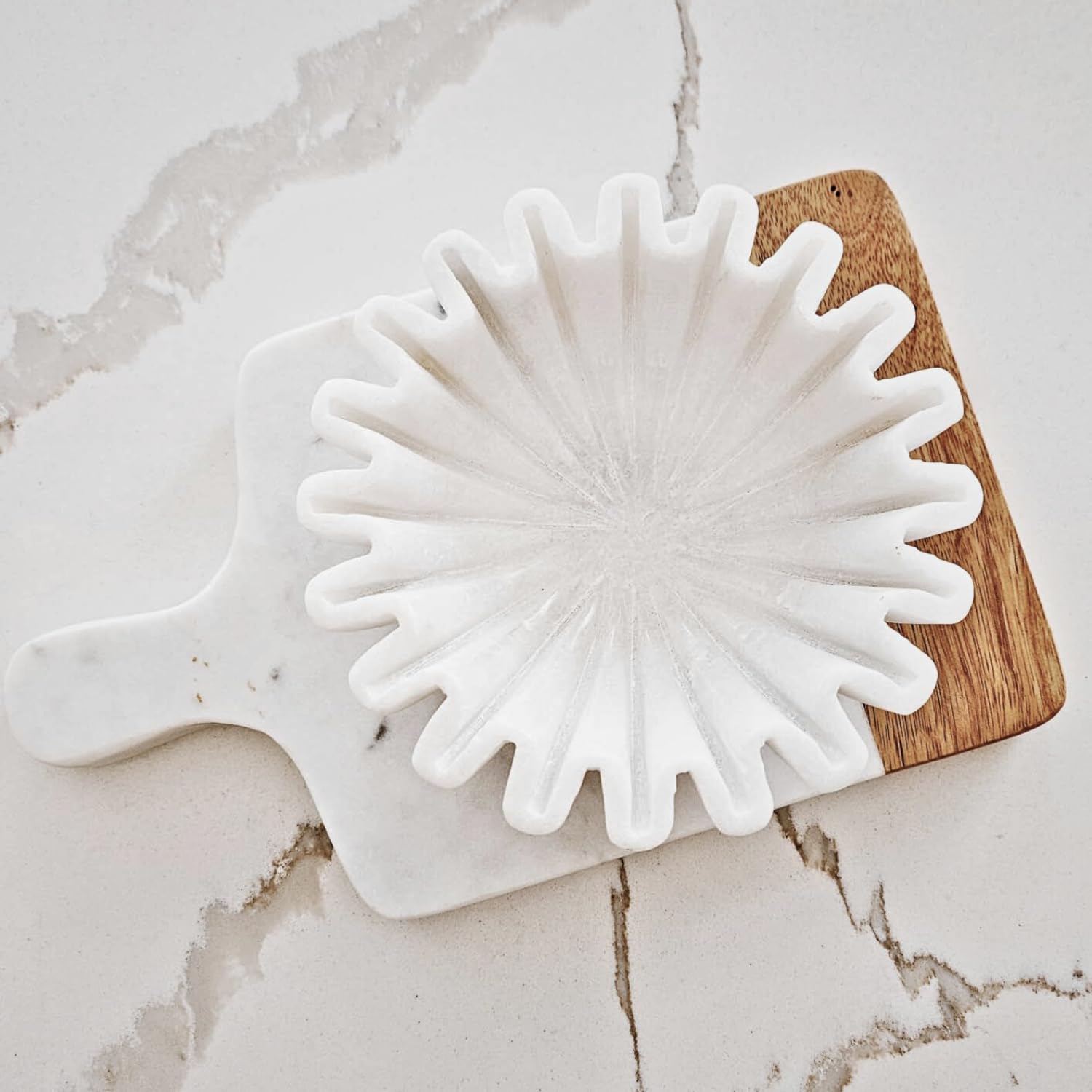 HandCrafted Marble Bowl/Antique Scallop Bowls/Fruit Bowl/Vintage Ring Dish/Decorative Ruffle Flower gift/HouseWarming Wedding Gift/Urli (6)