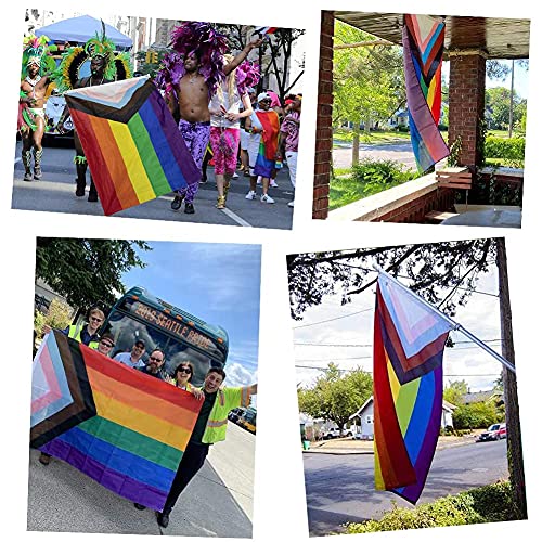 Progress Pride Rainbow Flag 3X5 Outdoor-Vivid Color Bisexual Lgbtq Community Banner Non Binary Transgender Inlcusive Gay Pride Lesbian Flags #TOP6