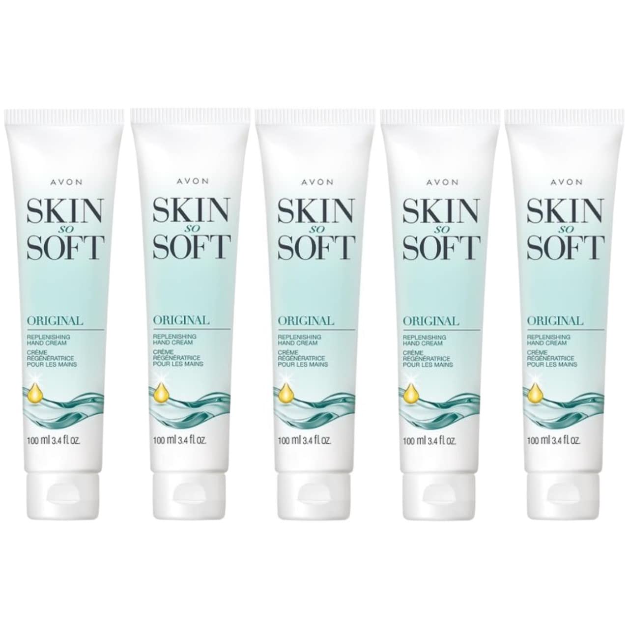 Skin So Soft Original Replenishing Hand Cream – 5 Pack, 3.4 fl. oz. – With Jojoba Oil for 24+ Hour Moisturization, Nourishes & Softens, Fresh Herbal Scent, Dermatologist Tested