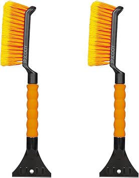 JPJCOOY 17" Snow Brush & Ice Scraper for Car Windshield, Automotive Snow Brush with Ergonomic Foam Grip, Heavy-Duty Winter Accessory 2 PCS