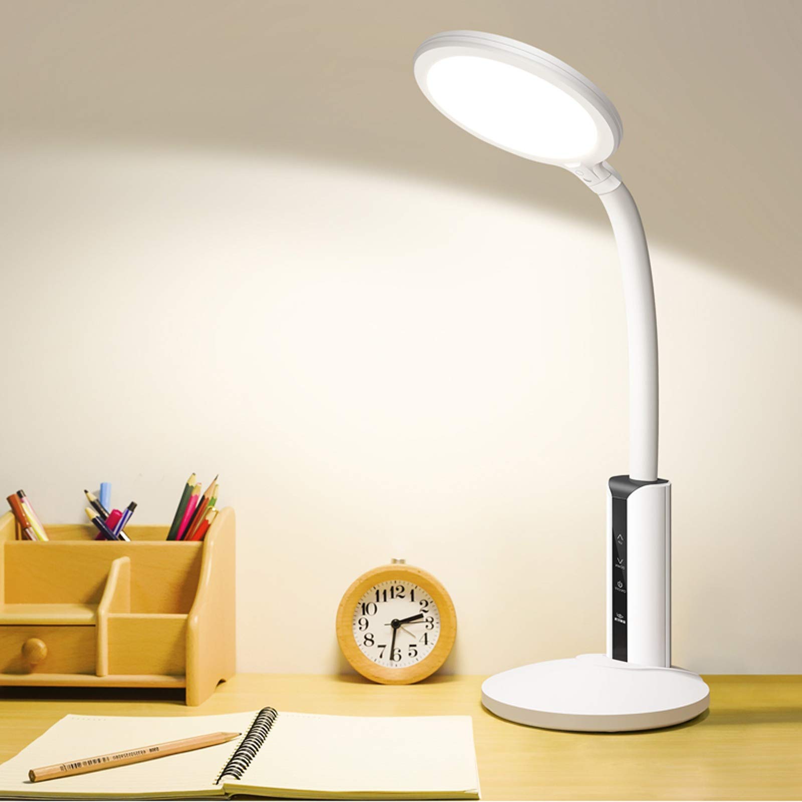 Lampada da Scrivania Lampada da tavolo a LED, lampada da ufficio dimmerabile con porta di ricarica USB Controllo tattile a 6 velocità lampada di lettura di dimming a 6 velocità, luce bianca calda Lamp