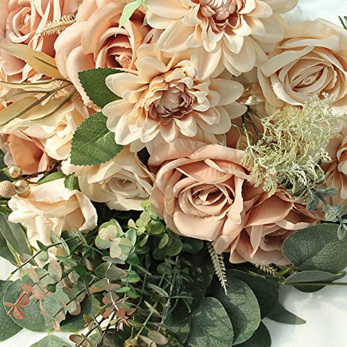 Artificial Flowers Real Looking Nude Faux Fake Flowers For Decoration With Stems For Diy Wedding Bouquets Bridal Shower Centerpieces Floral Arrangements Party Tables Cake Home Decorations #TOP3