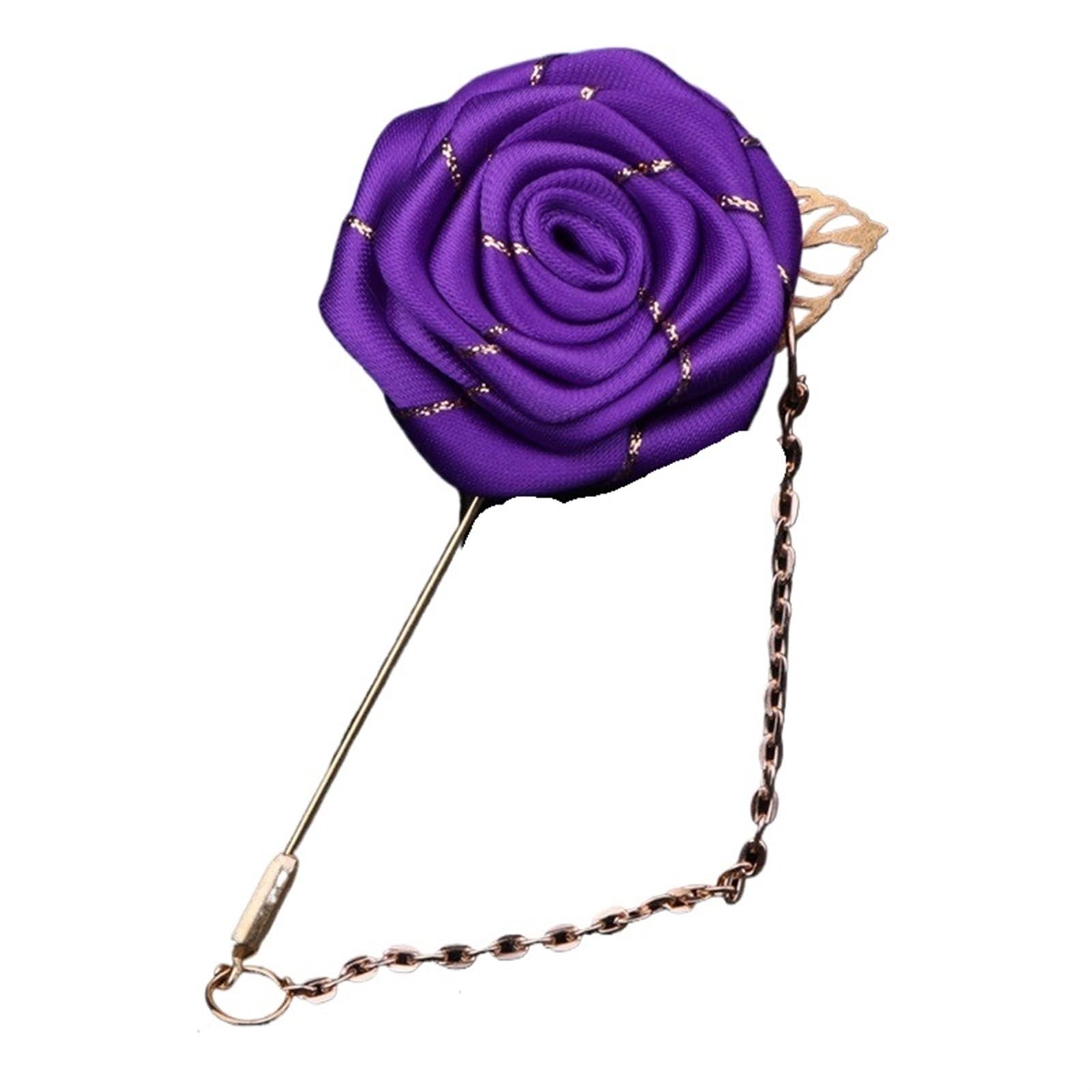 Corsage Boda 10 Piezas de ramilletes Boda for Padrinos, broches for Novios, alfileres Seda con Flores Rosa for, alfiler Solapa for Hombres, Accesorios(Purple)