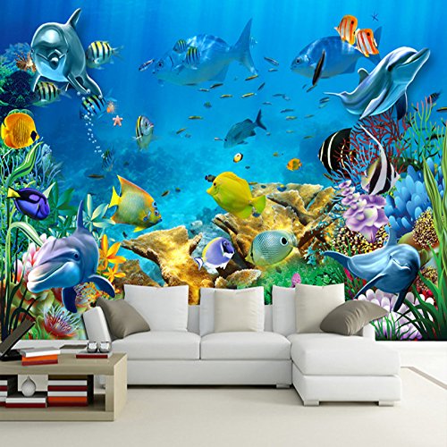 Tapeta Podwodna Ryba Ściana 3D Tapety Fototapety Fototapety 3D Niestandardowy Gigantyczny Plakat Ścienny 3D Do Salonu lub Sypialni 250 cm × 175 cm (szer. x wys.)