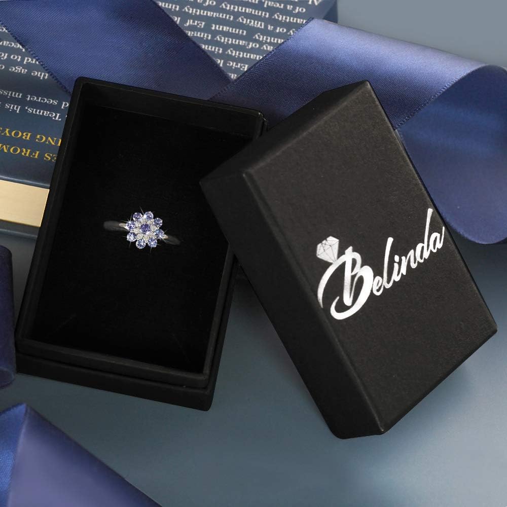Fine Tanzanite Birthstone Ring for Women 925 Sterling Silver Luxury Elegant Shine Round Gems Engagement Band Rings Gemstone Flower Shape Jewelry Accessory 0.65 Carat Purple Size