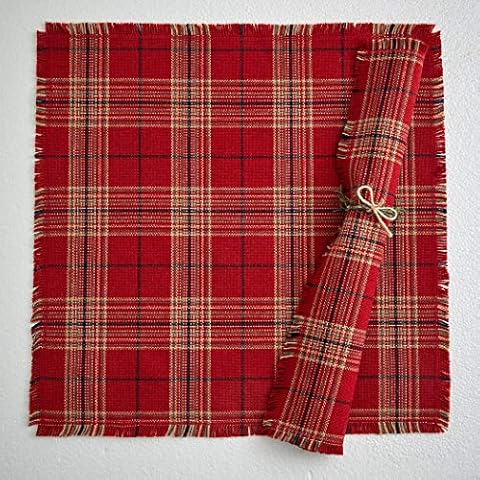 Besalily Edinburgh Christmas Series Red Plaid Cloth Napkin Placemat 45x45cm Set of 2 for Christmas Festival Party Dining Table Cover