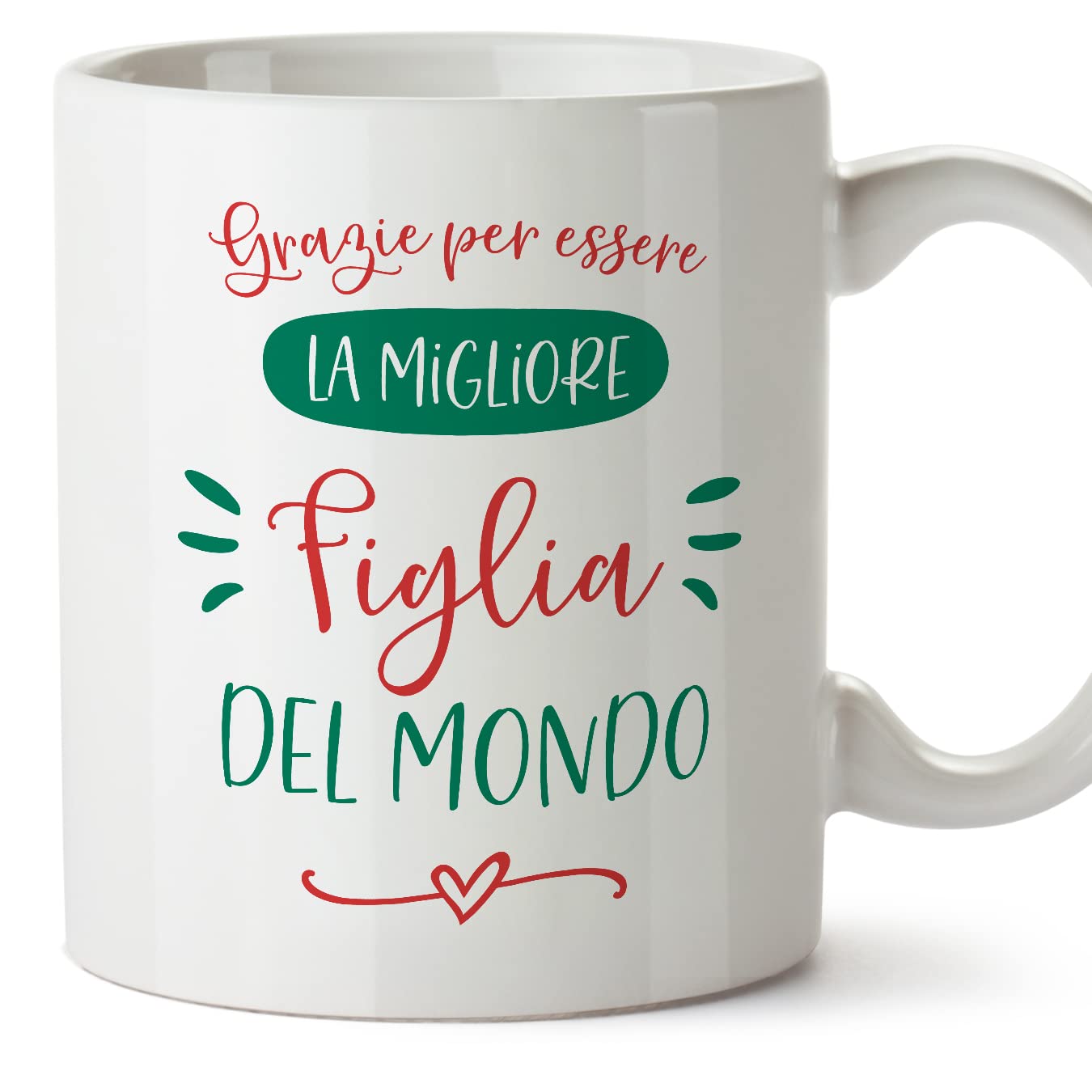 MUGFFINS Daughter Mug - in Italian - Grazie Migliore FAMIGLIA - Funny Gift - Ceramic 11oz Mug