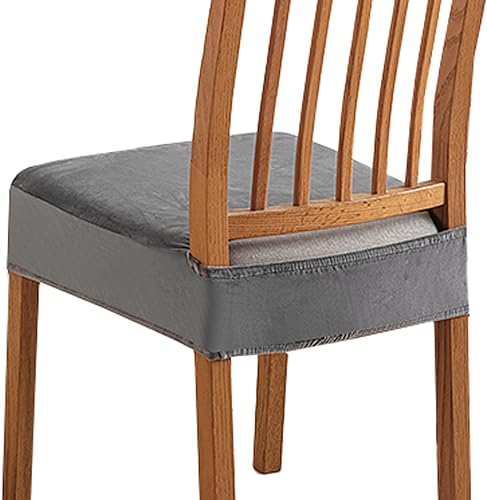 Miniatura 8 de Soft Dining Chair Seat Covers Set of 6, Velvet Seat Covers for Dining Room Chair Removable Washable Dining Room Chair Covers-Brown-6 Piece