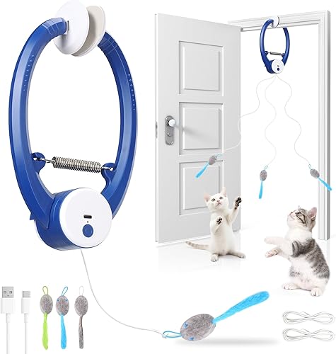 Juguetes interactivos para gatos recargables, juguete de plumas para gatos de interior, juguete retráctil colgante, juguetes automáticos de