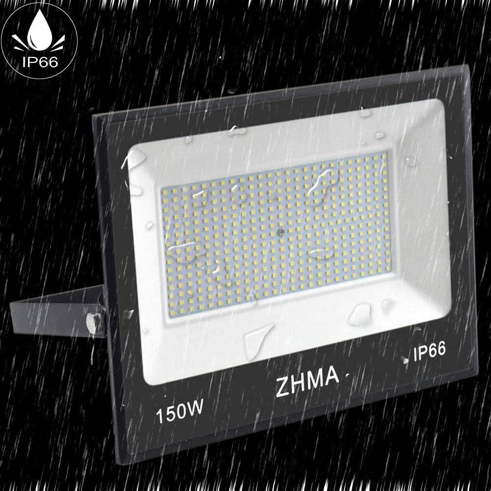 150W LED Flood Light Outdoor,12000lm LED Work Lights with Plug,IP66 Waterproof Security Lights,6500K Daylight White floodlight for Basketball Court, Parking Lots, Playground, Yard