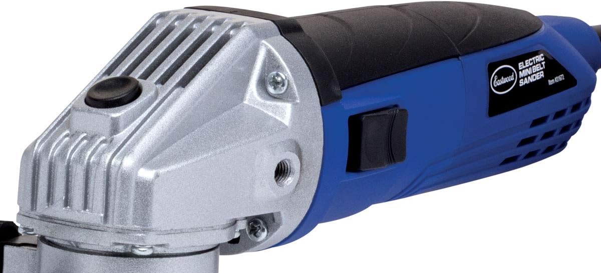 Eastwood Electric Mini Belt Sander | Robust 5.3 Amp Motor | Sanding and Grinding Tool | Lightweight Aluminum Body with Swivel Head | Grinder File With 120 Grit Abrasive Sanding Belt And Key 2300 Fpm