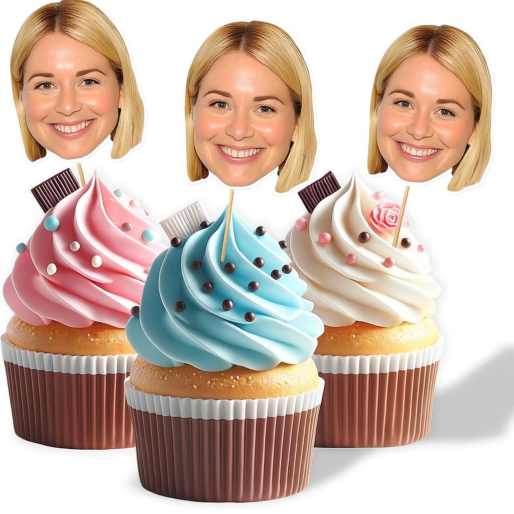 Personalised Face Cupcake Toppers Birthday Decorations - Customized Photo Face Cake Topper for Birthdays Anniversary Parties (80 Cake Toppers) — image 1