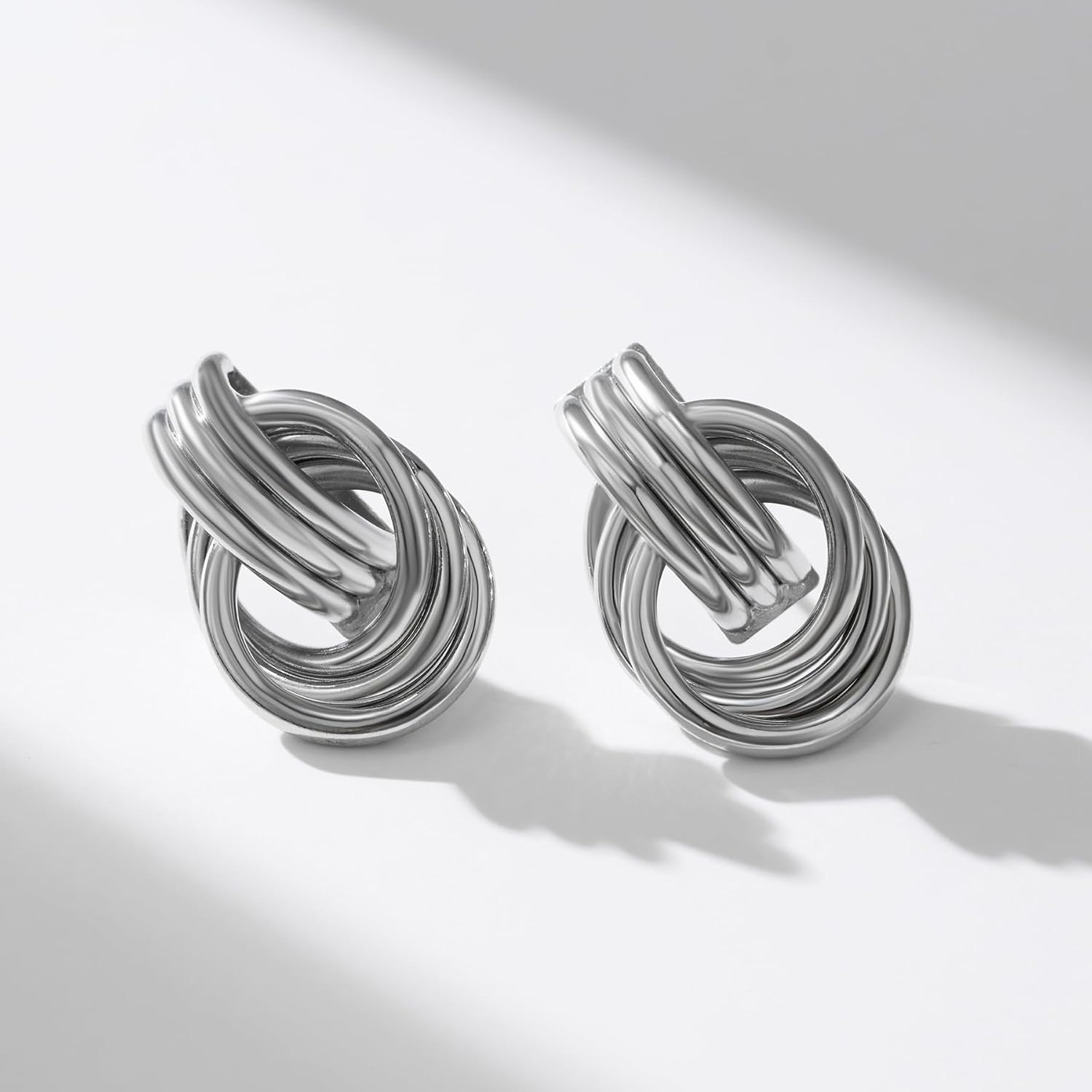 SWEETV Statement Geometric Dangle Drop Earrings for Women, Trendy Chunky Twisted Knot Link Earring Dupes, Fashion Women's Stud Earrings Jewelry Gift - Image 5