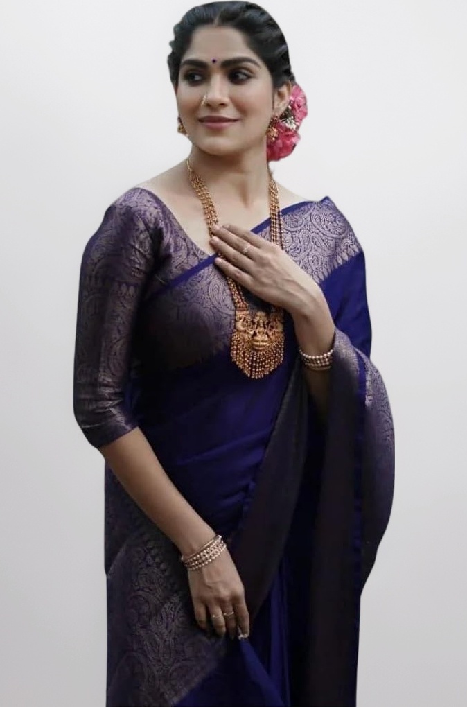 C J Enterprise Women's Soft Pure Kanjivaram Silk Saree For Wedding Banarasi Cotton Sari With Blouse Piece (Yatri-51)