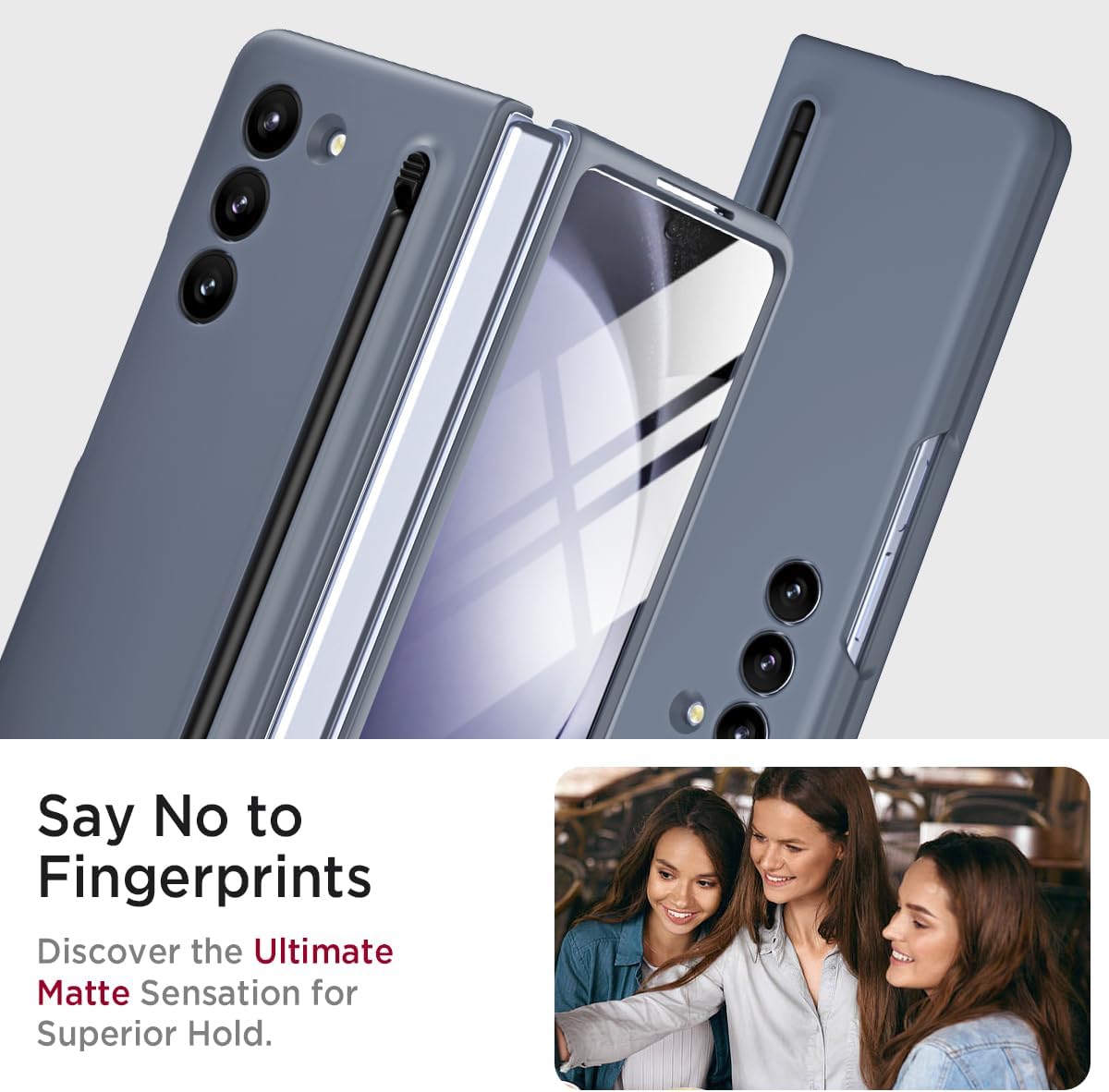 Miimall Slim fit for Z Fold 6 Phone Case with S Pen, Galaxy Z Fold 6 Case S Pen Fold Edition, Ultra-Thin Silky Liquid PC Matte Bumper Cover Case for Samsung Galaxy Z Fold6 5G 2024 Dark Gray