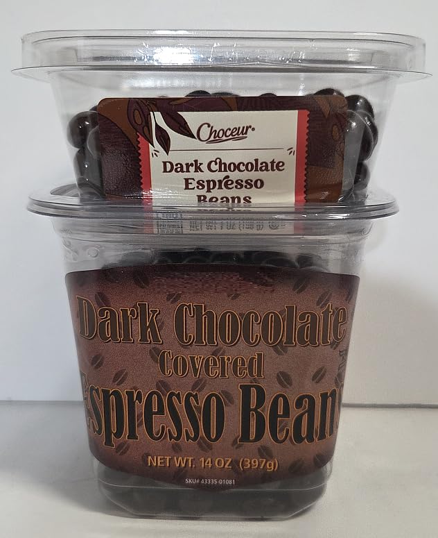 Trader Joe & Choceur Dark Chocolate Covered Espresso Beans (Two Tubs)