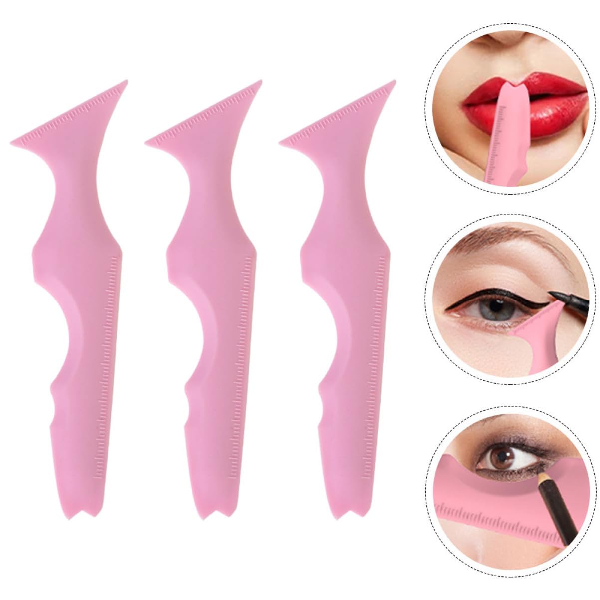 minkissy 2 Set Di Modelli Di Guida Per Eyeliner in Silicone Per Truccatori Stencil Per Sopracciglia Applicatori Per Eyeliner 3 Pezzi*2