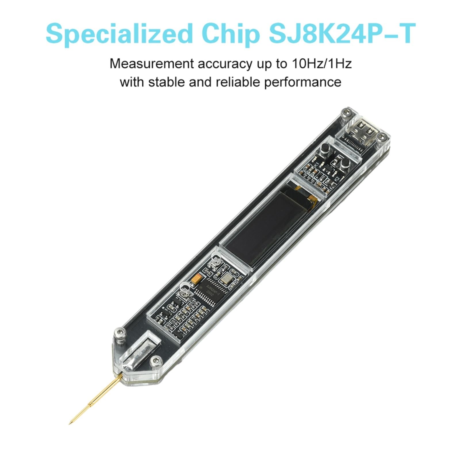 Frequenzzähler, 200Hz~100MHz Frequenztester, 0,91-Zoll-OLED-Display, Typ-C