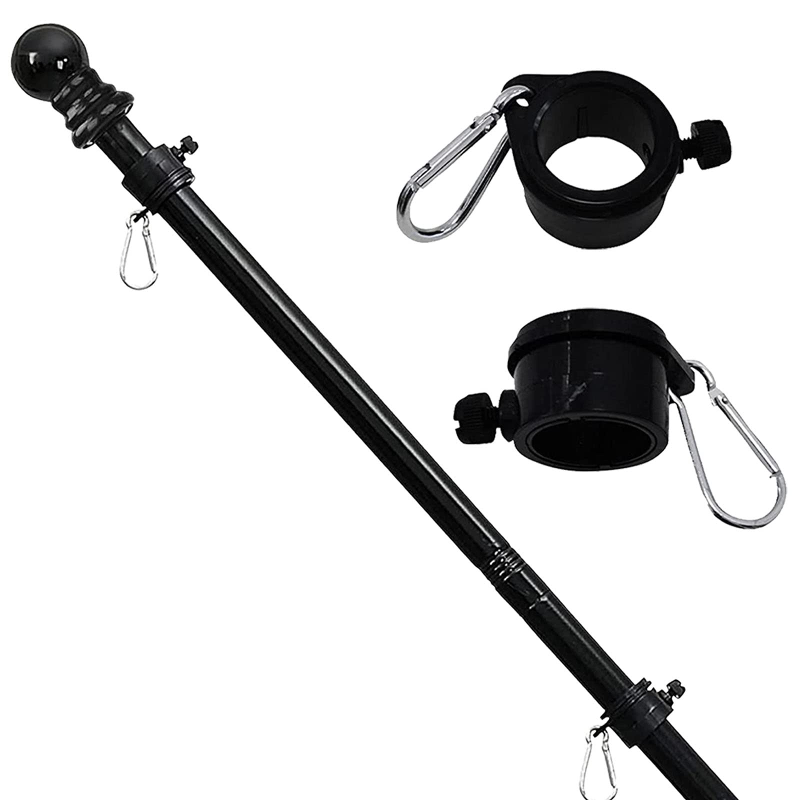 Buy PPeen Flag Pole Kit for House 6ft Stainless Steel Black Flagpole Wall Mounted Tangle Free