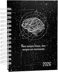 Agenda Tdah 2026 Organização Diária Com Brain Dump, 402 páginas, Papel 90gr/m², Tamanho A5 (15x21cm) (Preta)