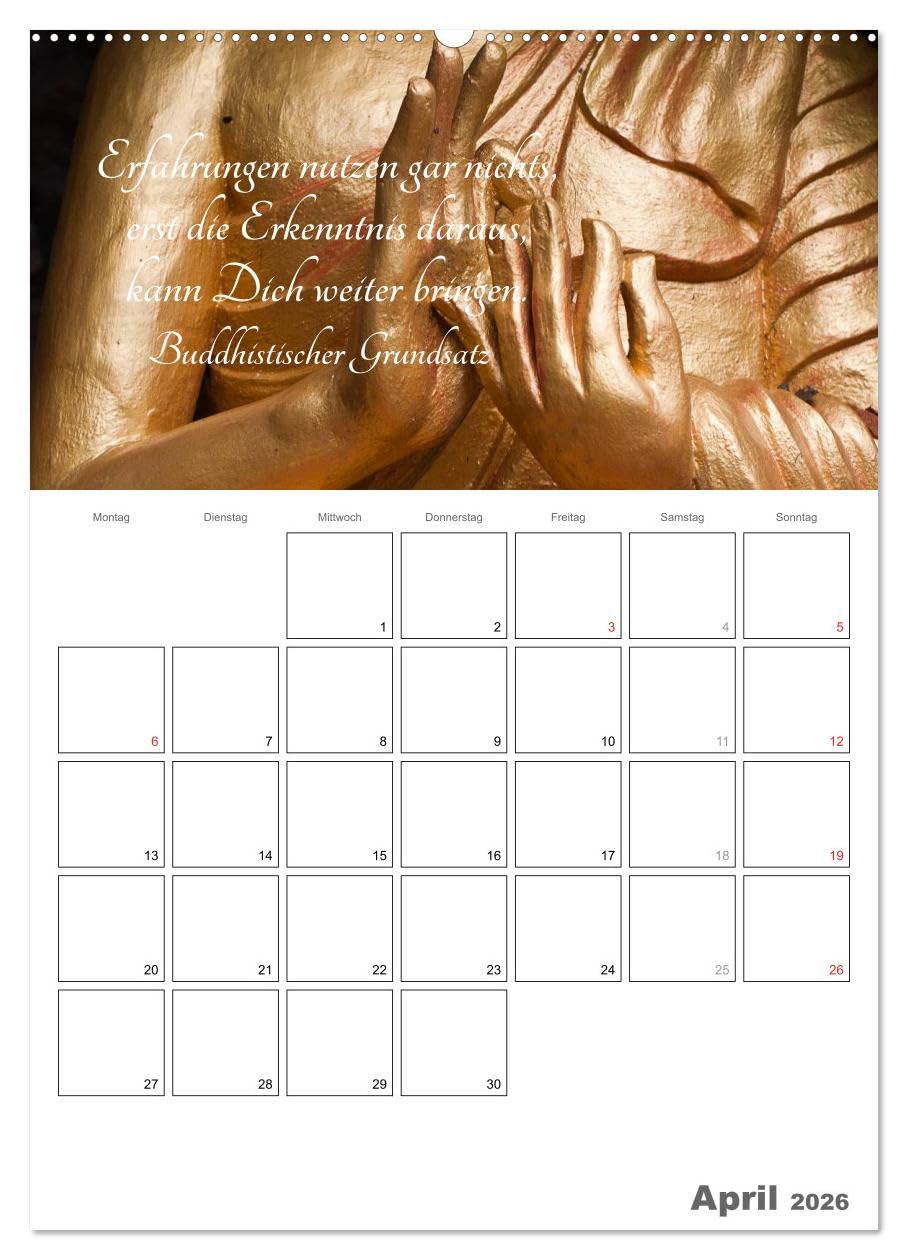 Harmonie und Freude Buddhistische Weisheiten 2026 (hochwertiger Premium Wandkalender 2026 DIN A2 hoch), Kunstdruck in Hochglanz: Ein Planer mit ... für die ganze Familie (CALVENDO Glaube)