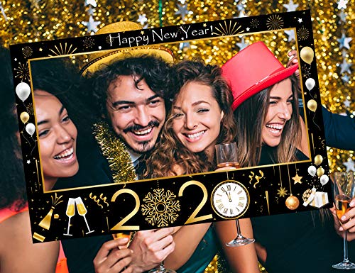 2020 Happy New Year's Eve Photo Booth Prop Frame Gold Black Party Favors Holiday Decorations Supplies Assembly Needed - Thumbnail 7
