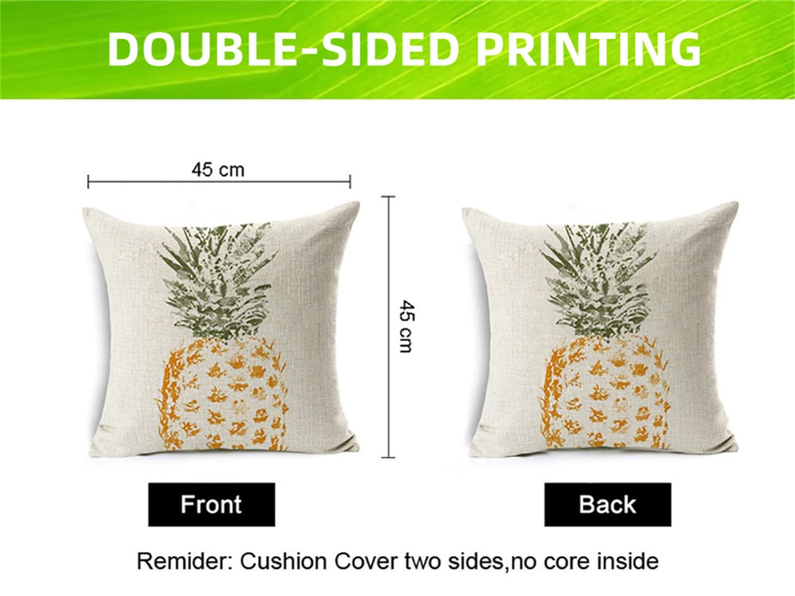 4 sztuki dekoracyjnych poszewek na poduszki, 50 x 50 cm, nowoczesny design dwustronny nadruk poszewka na poduszkę do ogrodu na zewnątrz patio ławka salon sofa dekoracja domu poszewka na poduszkę zielona roślina, 50 x 50 cm