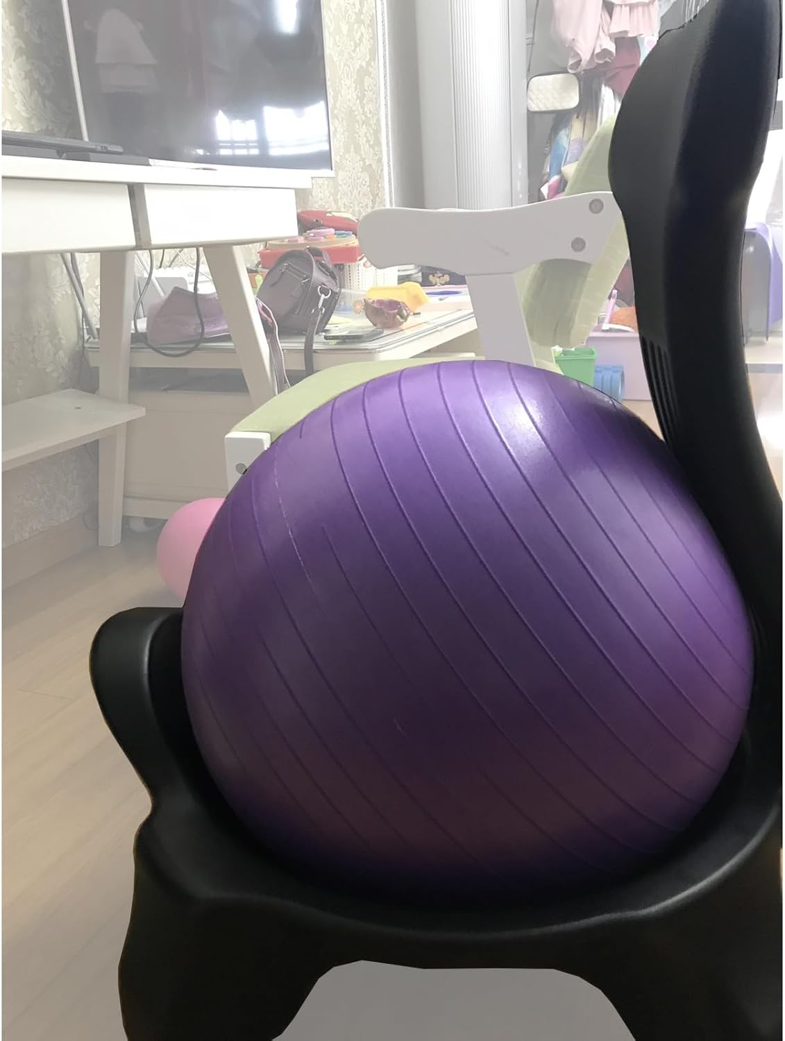 Medicine Ball Chair for Desk, Rolling Active Sitting Exercise Ball Chair for Exercise Stability & Balance, Yoga Ball Chairs with Wheels and Back Suppor