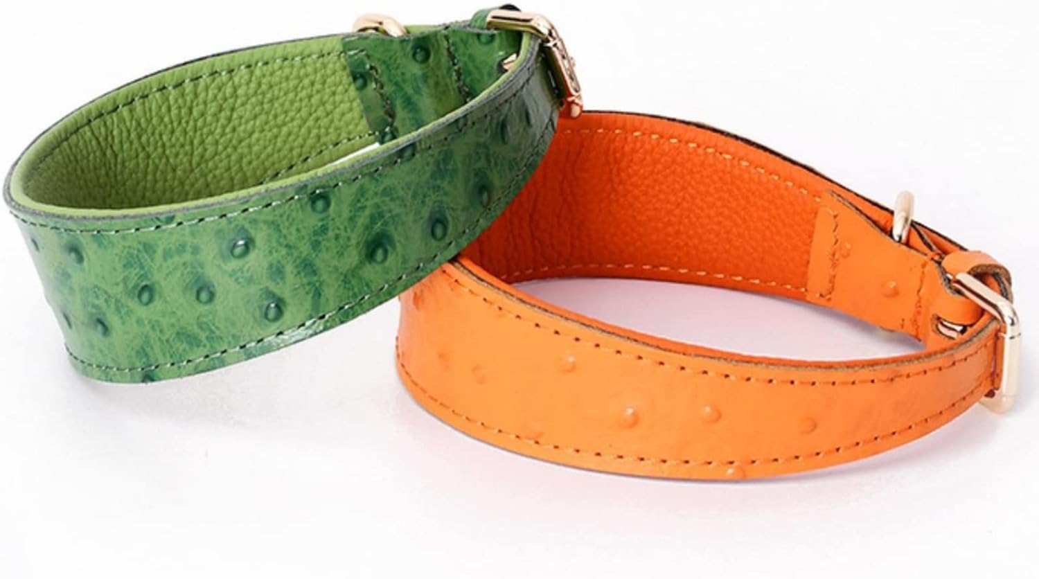 Collar para Perro, Cuero Genuino, Resistente, diseño único y cómodo(Red,Large)