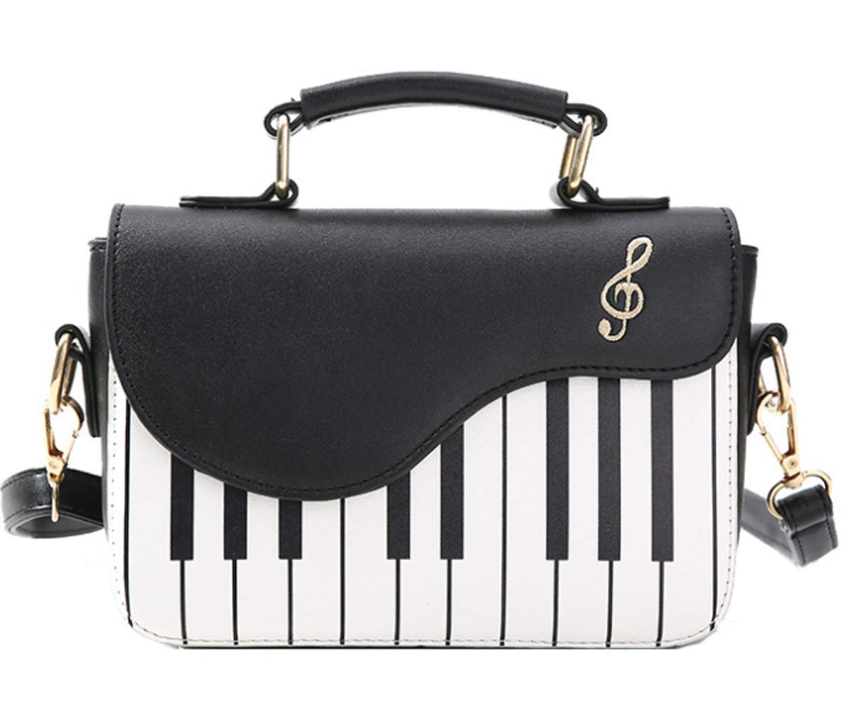 Rullar Vrouwen Meisje Mode Kleine Schouder Crossbody Tas Piano Sleutel Top-handvat Handtas Satchel Tote Purse, Zwart, 1, Bakken