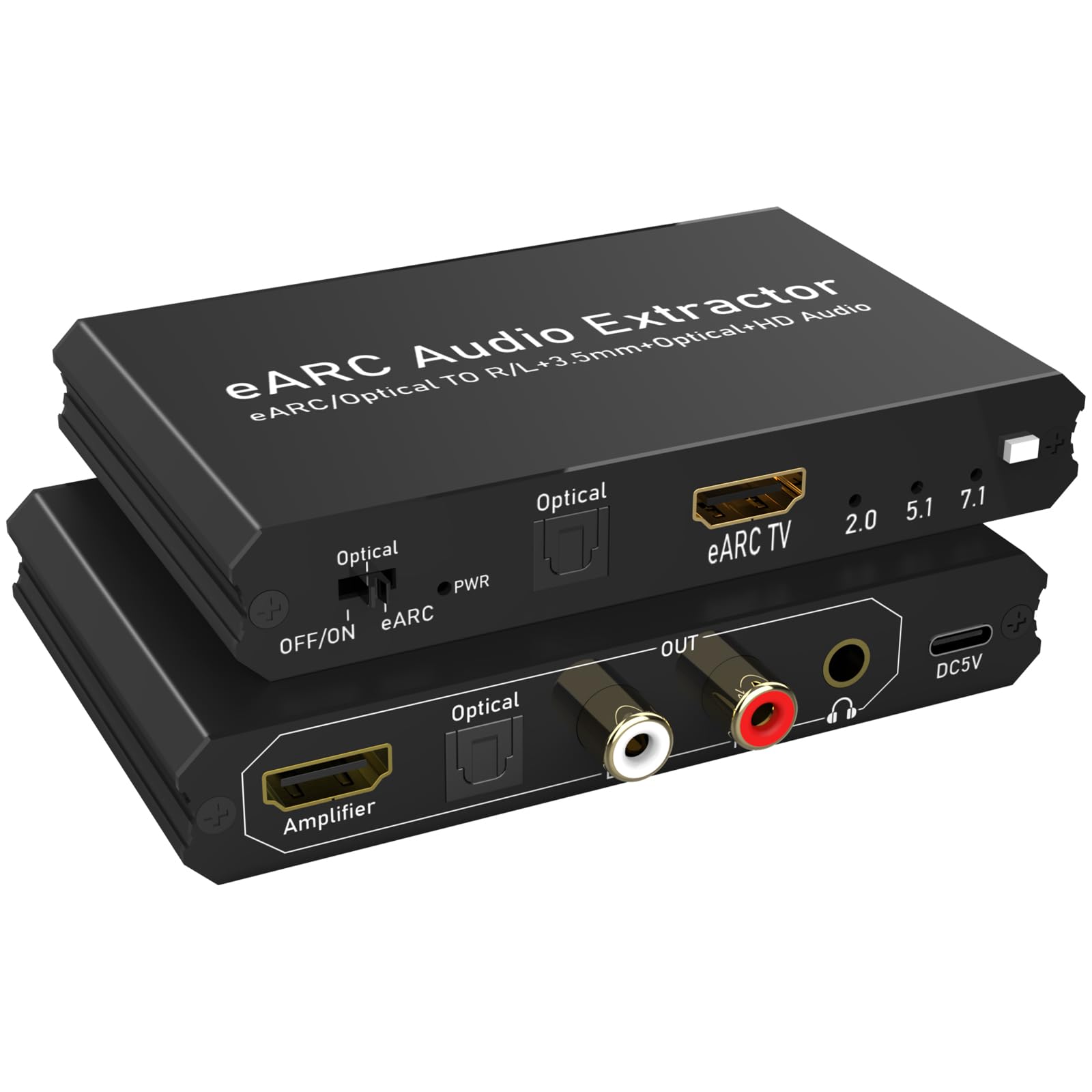 Tendak 192KHz eARC/ARC Audio Extractor, konwerter cyfrowo-analogowy, HDMI eARC/ARC + optyczny do HDMI + optyczny + L/R + 3,5 mm stereo do wzmacniacza głośników soundbara HDTV i słuchawek