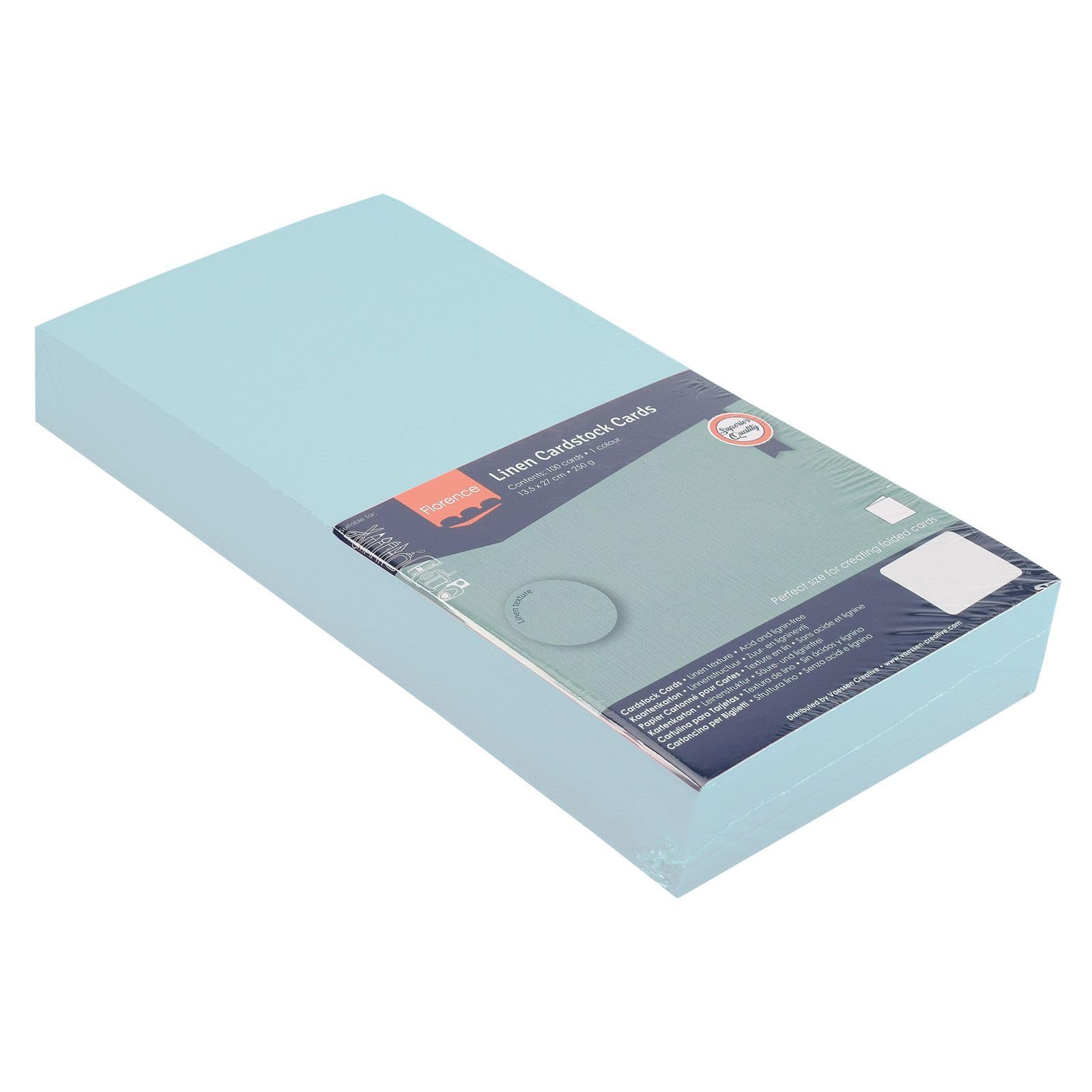 Florence Linen Cardstock 10.6 x 5.3 Inches Blue (Ocean), 100 Sheets of 250 GSM Coloured Paper - Image 3