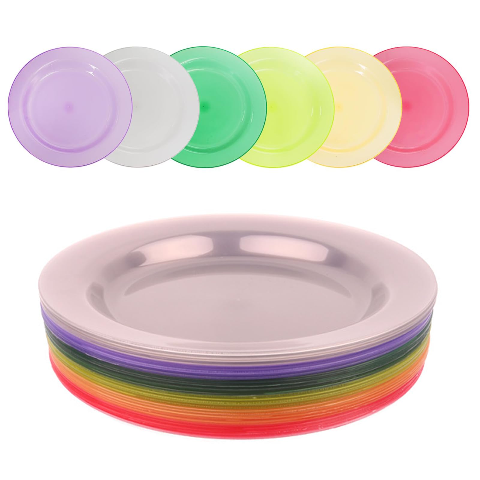 Eidoct 30 Pack Reusable Plastic Plates, 10 Inch/25cm Round Dinner & Side Plates for Picnic Kids, Toddler, Indoor Outdoor Use