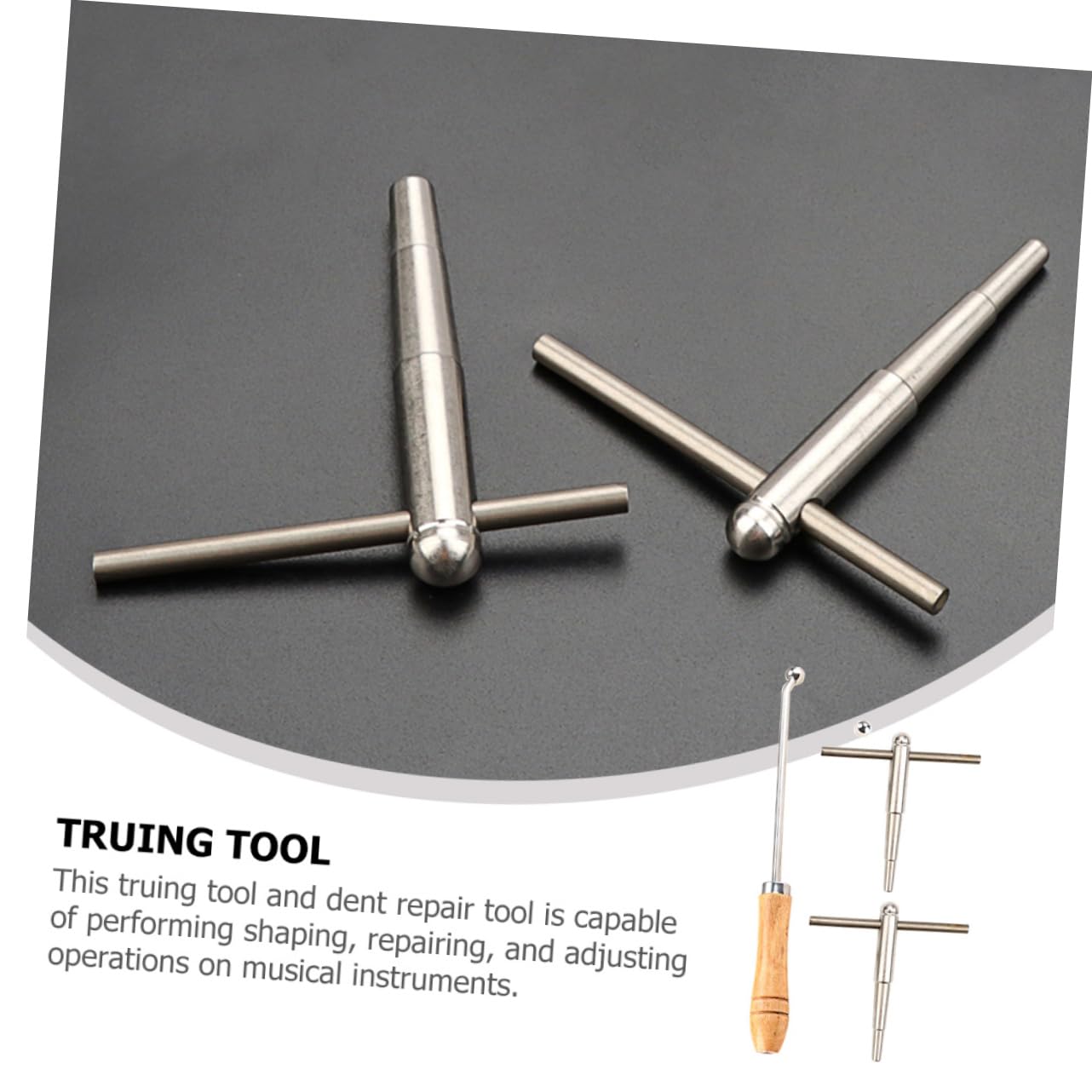 Milisten 1set Strumenti Di Riparazione Per Tromba E Trombone Con Manico Legno Strumento Per Riparazione Ammaccature E Trattamento Strumenti Musicali