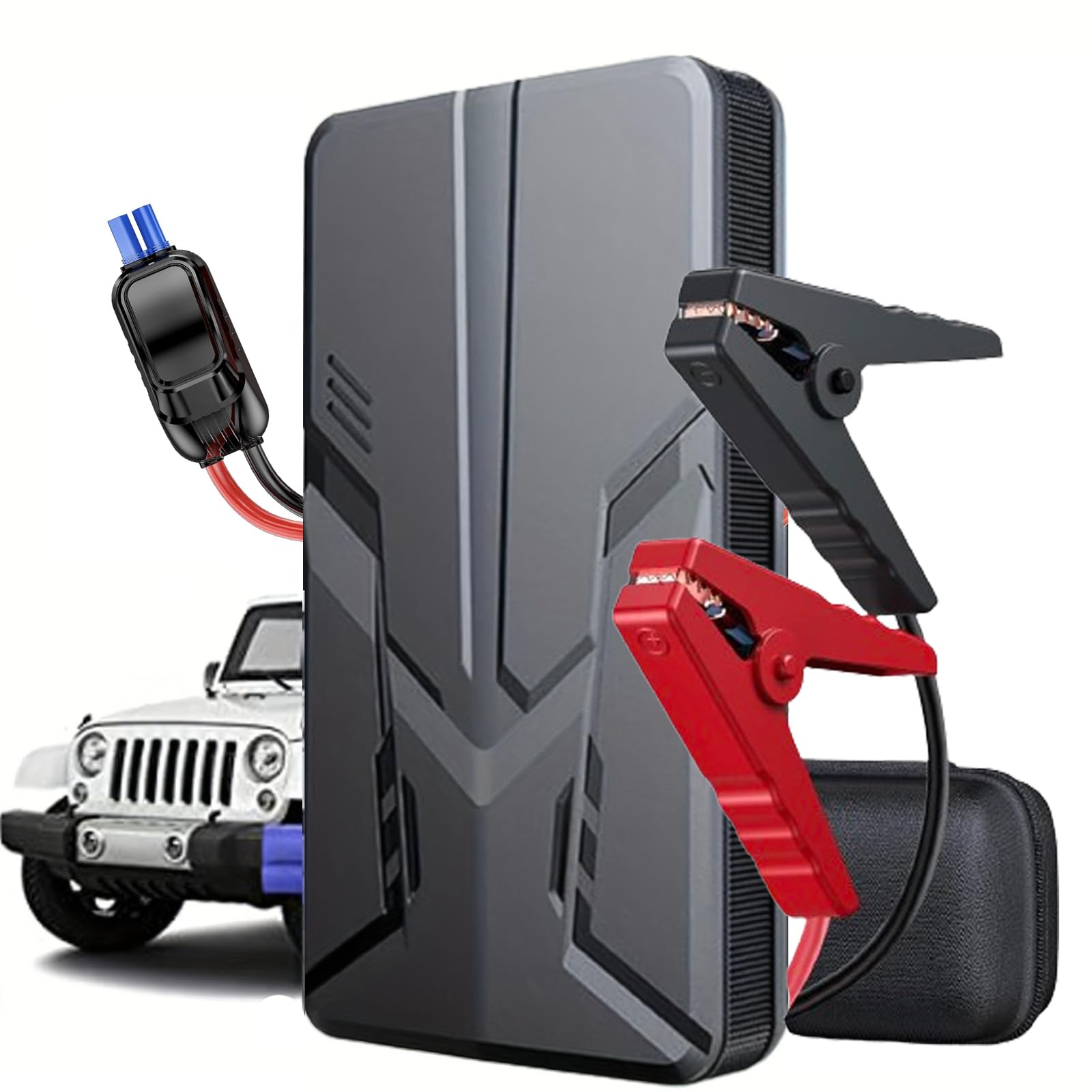 FOTON Car Jump Starter 30000mAh Power Bank Portable Battery Pack Starting Device Smart Clip Circuit Protection for Vehicle SUV 600Amp (7L Gasoline & 5.5L Diesel) 12v Emergency Auto Booster (Black)