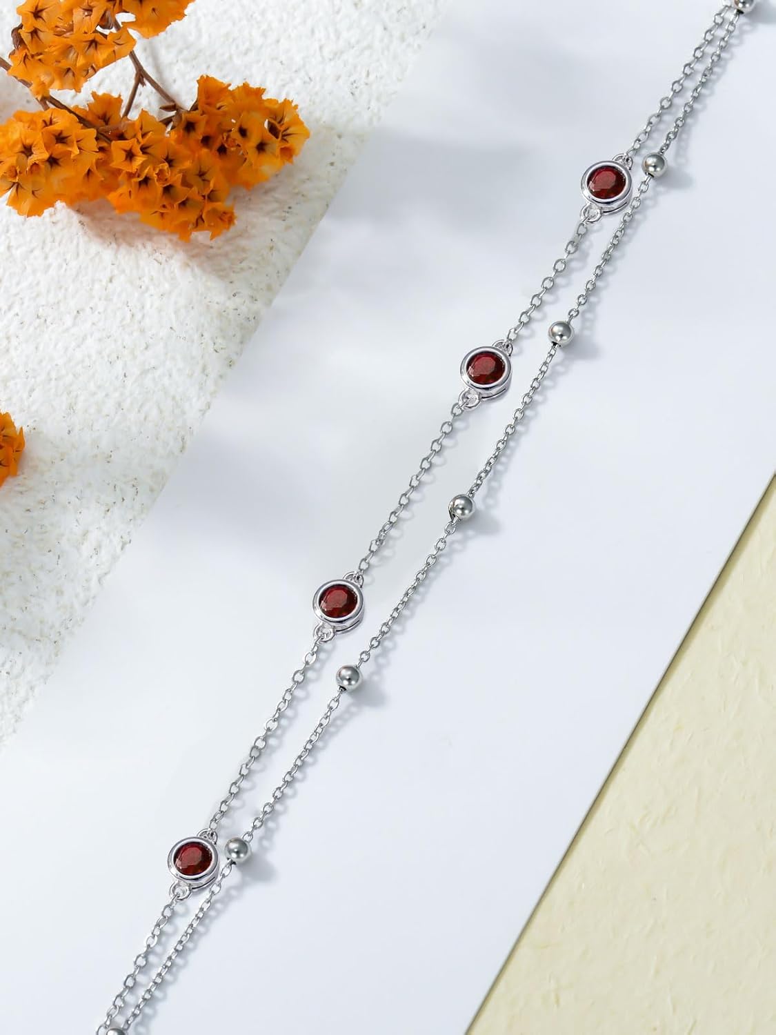 Dorunmo 925 Sterling Silver Birthstone Anklet Bracelets for Women Birthday Mother's Day Jewelry Gifts for Wife Girlfriend Mother Her