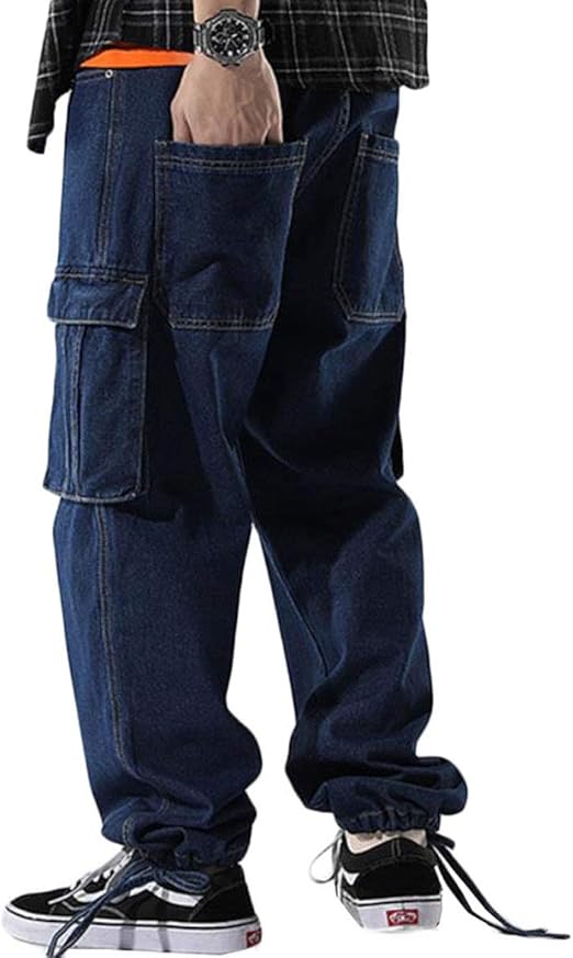 Amazon Zhongjue ジュージェン デニムパンツ メンズ カーゴパンツ ゆったり ジーンズ ポケット付き ファッション ワイドパンツ デニム おしゃれ ジョガーパンツ ストリート系 秋 ジーンズ 通販