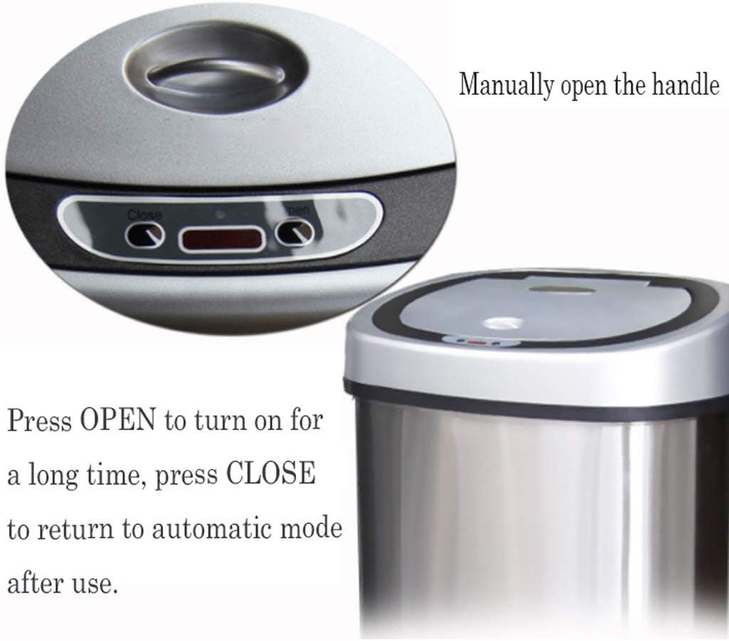 Waste Bins,Rrubbish Bin Outdoor Trash Canligent Induction Trash Can Stainless Steel 50L Trash Can - Mall Plaza Hotel Office Heavy Trash Can
