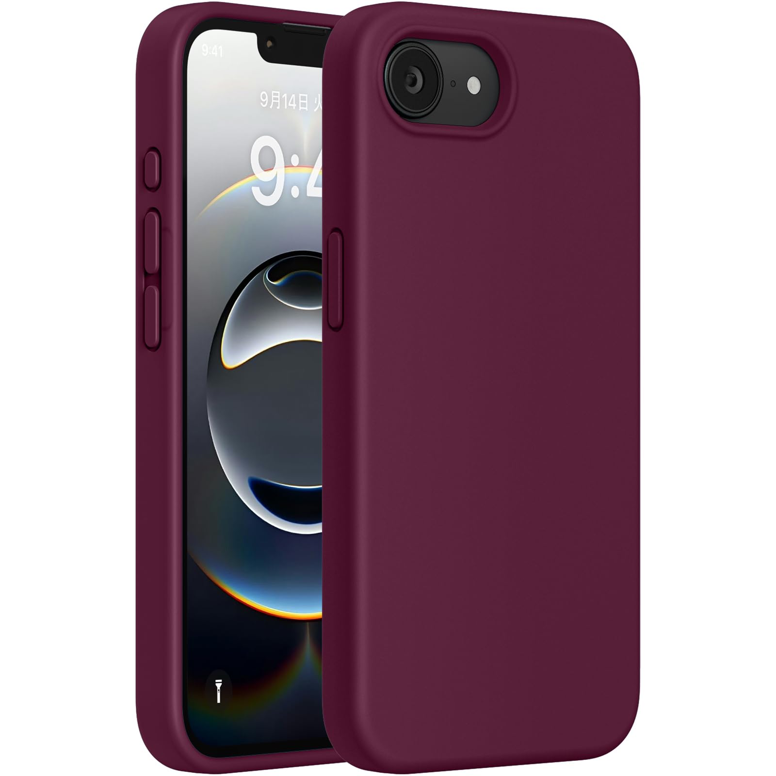miracase Compatible with iPhone 16e Case/iPhone 17e Case, [Soft Anti-Scratch Microfiber Lining], Liquid Silicone Shockproof Drop Protection Phone Case for iPhone 16e/17e, Wine Red