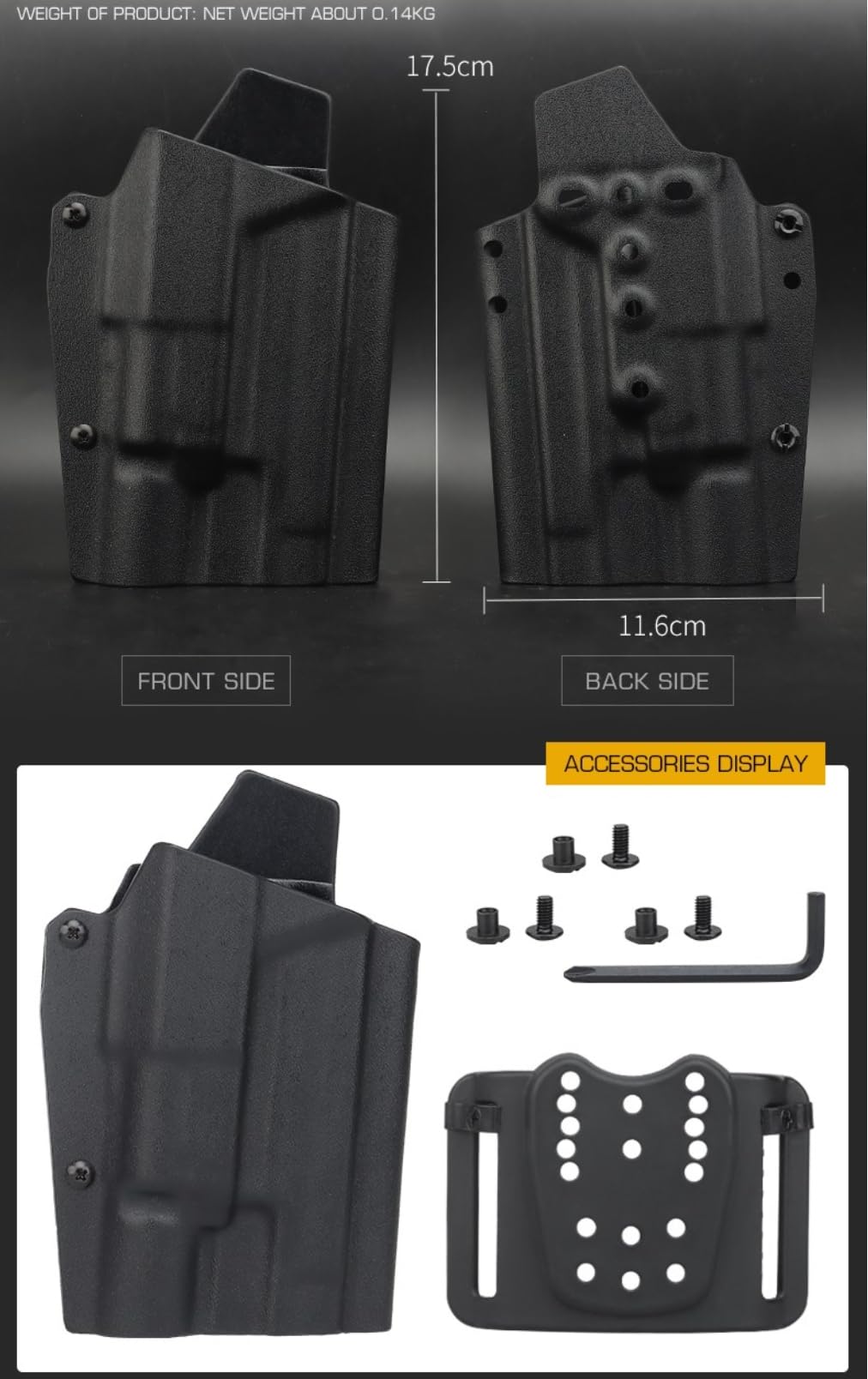 Peminkoo Fondina Tattica per Pistola P226+x300 3mm Torcia elettrica Fondina Tattica a Estrazione Rapida Fondina da Caccia Kydex Accessori da Caccia