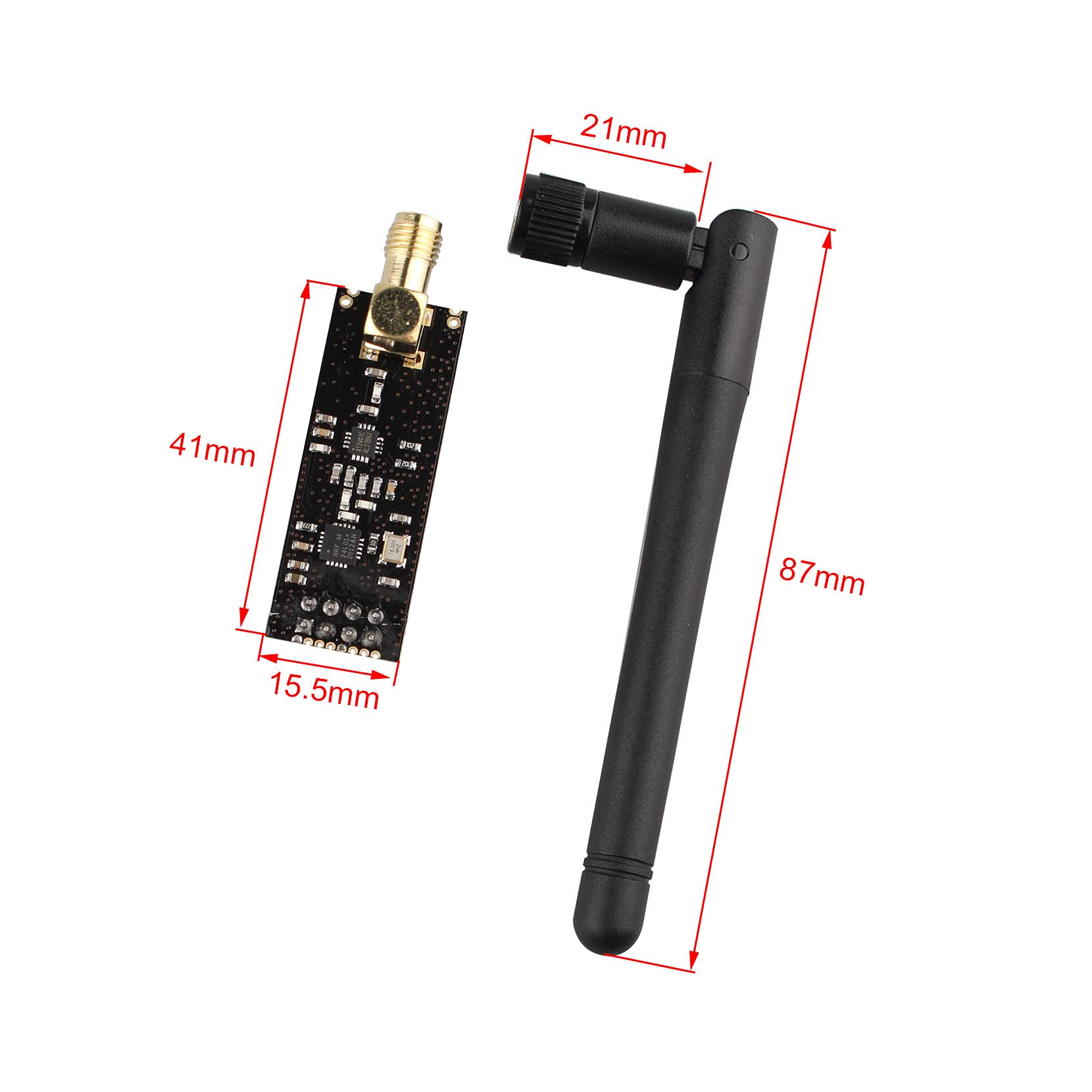3 Piezas 2.4G 1100m NRF24L01+PA+LNA SMA Módulo de Comunicación Transceptor Inalámbrico Antena para Arduino